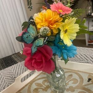 Multi-colored Faux Flower Arrangement.